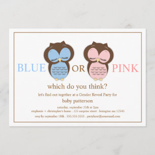 Invitación El género azul o rosado del bebé de los pequeños