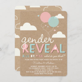 Invitación El género azul o rosado del bebé revela al fiesta