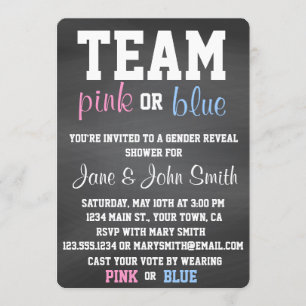 Invitación El género azul o rosado del equipo revela la