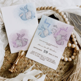 Invitación El género azul rosa del niño o el elefante Chica r