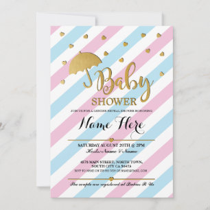 Invitación El género azul rosado de Baby Shower revela que lo