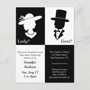 Invitación El género blanco y negro elegante revela al fiesta