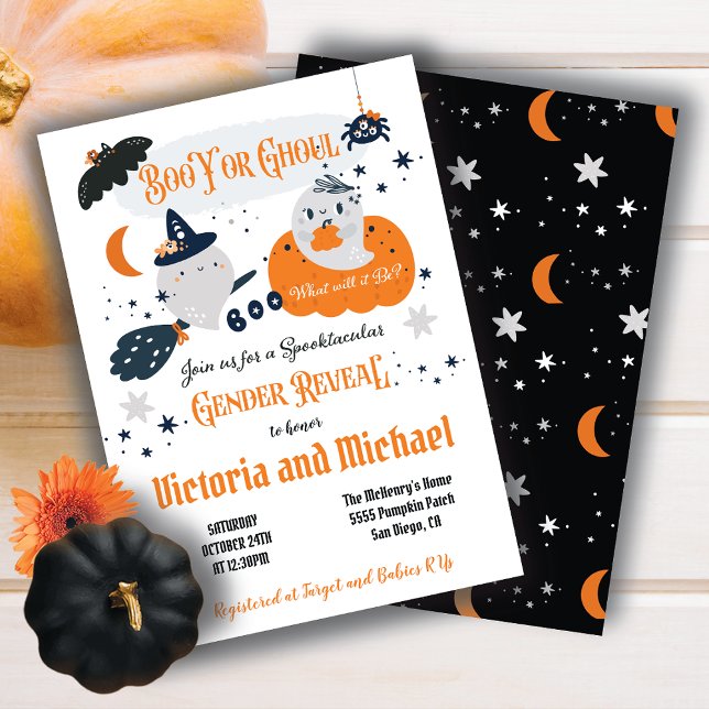 Invitación El género Boo Y o Ghoul Halloween revela Baby Show (Subido por el creador)