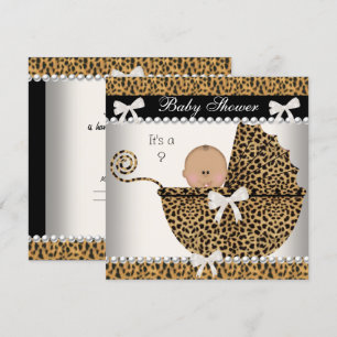 Invitación El género de Baby Shower Cute Baby Leopard revela 