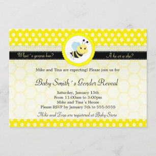 Invitación El género de Baby Shower de la abeja revela el