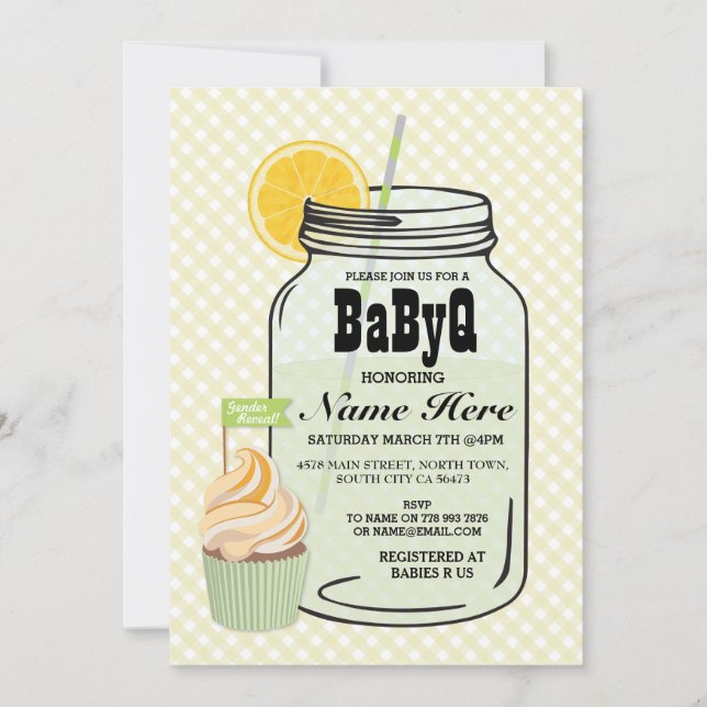 Invitación El género de BaByQ revela a los gemelos de Baby (Anverso)