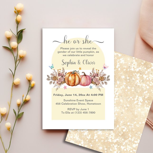 Invitación El género de calabaza acuarela revela (Subido por el creador)