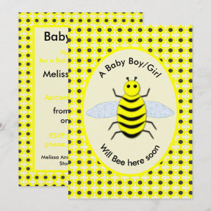 Invitación El género de la bebe amarilla cute revela Baby Sho