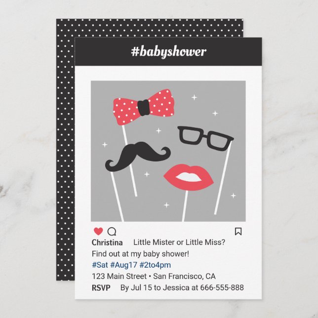 Invitación El género de la cabina de fotos revela las invitac (Anverso / Reverso)