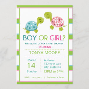 Invitación El género de la tortuga revela Baby Shower