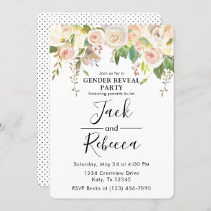 Invitación El género de la verde de la rosa blanca revela Bab