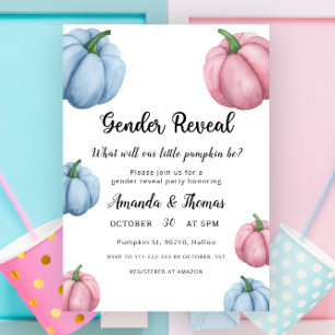 Invitación El género de las calabazas rosa y azul revelan