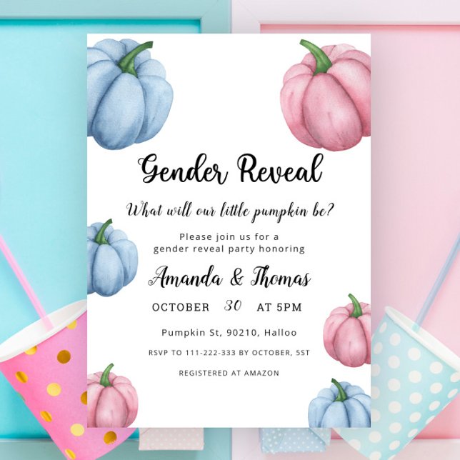 Invitación El género de las calabazas rosa y azul revelan (Subido por el creador)