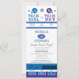 Invitación El género de las entradas de fútbol revela Baby Sh