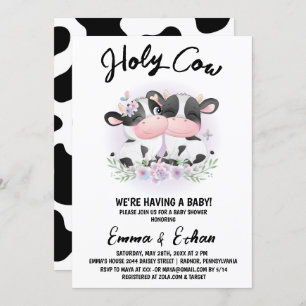Invitación El género de las vacas sagradas revela Baby Shower