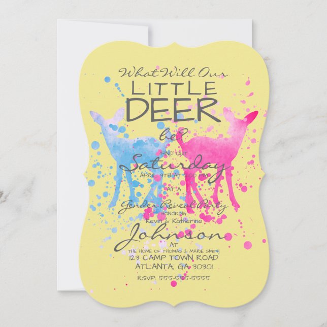 Invitación El género de Little Deer Woodland revela la invita (Anverso)