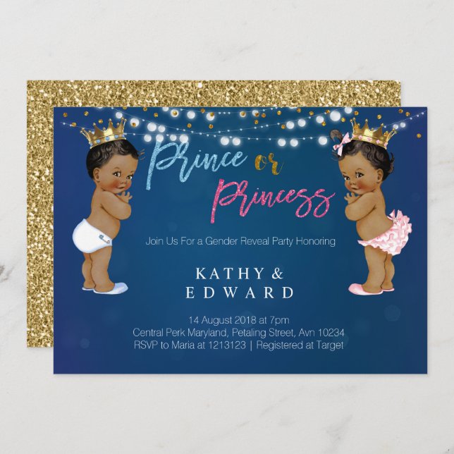 Invitación El género de los azules marinos revela la (Anverso / Reverso)