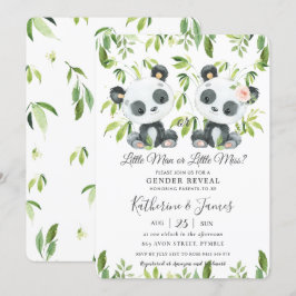Invitación El género de los bonitos pandas revela Baby Shower