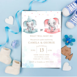 Invitación el género de los elefantes lindos revela la ducha 