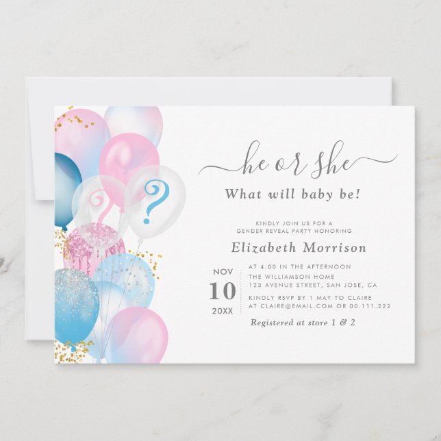 Invitación el género de los globos acuáticos modernos revelan (Anverso)