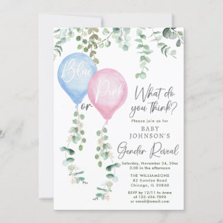 Invitación El género de los globos azul o rosa de la vegetaci