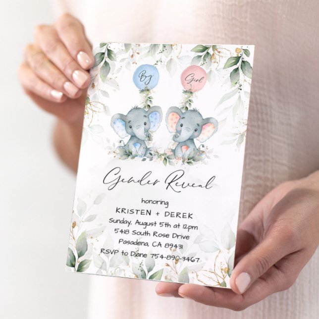 Invitación El género de los globos elefantes revela la invita (Subido por el creador)
