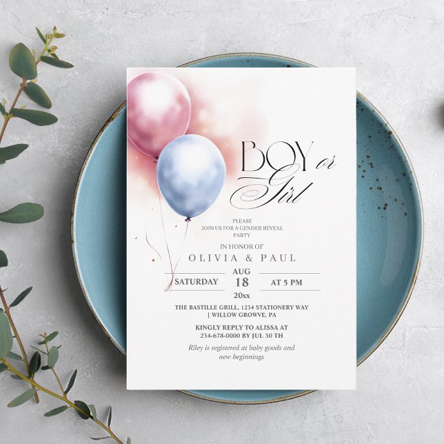 Invitación El género de los globos modernos y mínimos revela  (Subido por el creador)