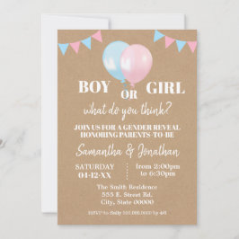 Invitación El género de los globos revela la revelación de un