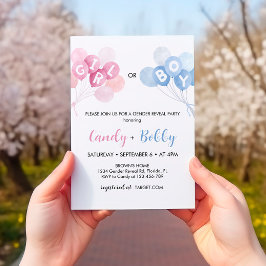 Invitación El género de los globos rosa y azul moderno