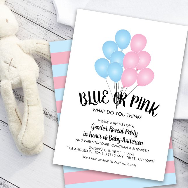 Invitación El género de los globos rosados y azules revela la (Subido por el creador)