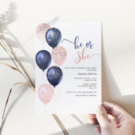 Invitación El género de los globos verde rosa o azul revelan