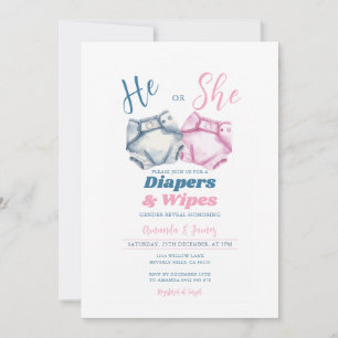 Invitación El género de los pañales azules rosados y los limp