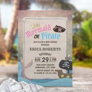Invitación El género de sirvienta o pirata revela Baby Shower