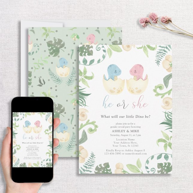 Invitación El género de su dinosaurio cutre revela la jungla (Subido por el creador)