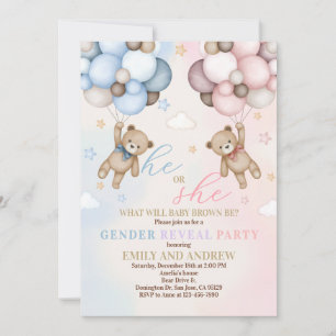 Invitación El género de Teddy Bear revela Baby Shower