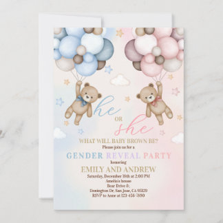 Invitación El género de Teddy Bear revela Baby Shower