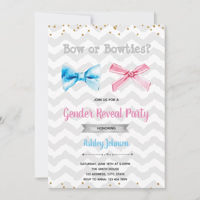 Invitación El género del arco o de los bowties revela la (Anverso)