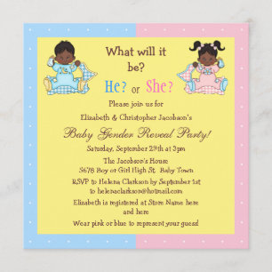 Invitación El género del bebé revela a bebés afroamericanos