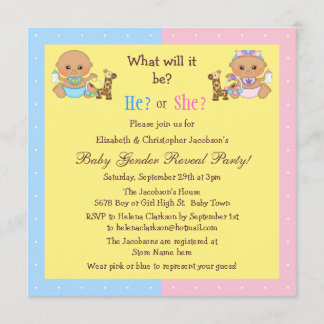 Invitación El género del bebé revela a bebés lindos del