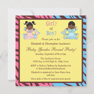 Invitación El género del bebé revela a los bebés afroamerican