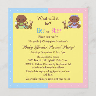 Invitación El género del bebé revela a los bebés afroamerican