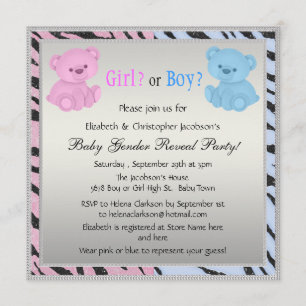 Invitación El género del bebé revela la impresión y los osos 
