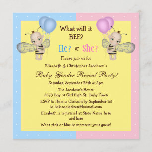 Invitación ¿El género del bebé revela qué él ABEJA? Abejas de