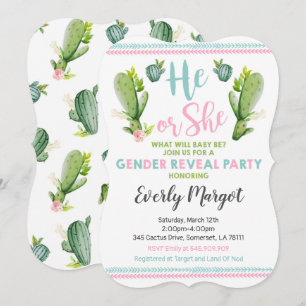 Invitación El género del cactus revela al fiesta que el bebé