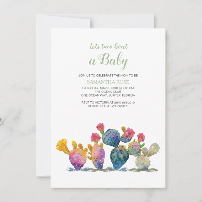 Invitación El género del cactus revela la fiesta de Baby (Anverso)