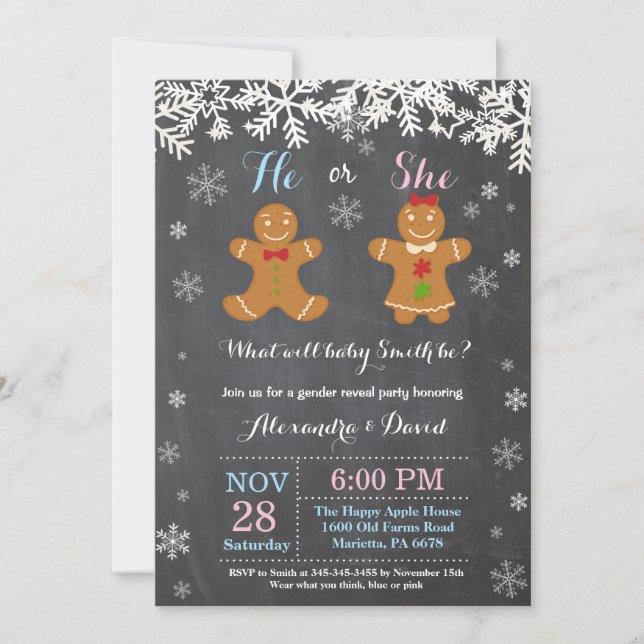 Invitación El género del navidad del invierno revela la (Anverso)