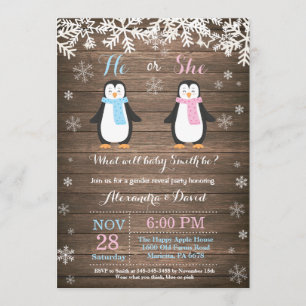 Invitación El género del oso del pingüino del invierno revela
