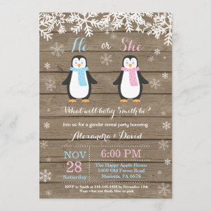 Invitación El género del oso del pingüino del invierno revela