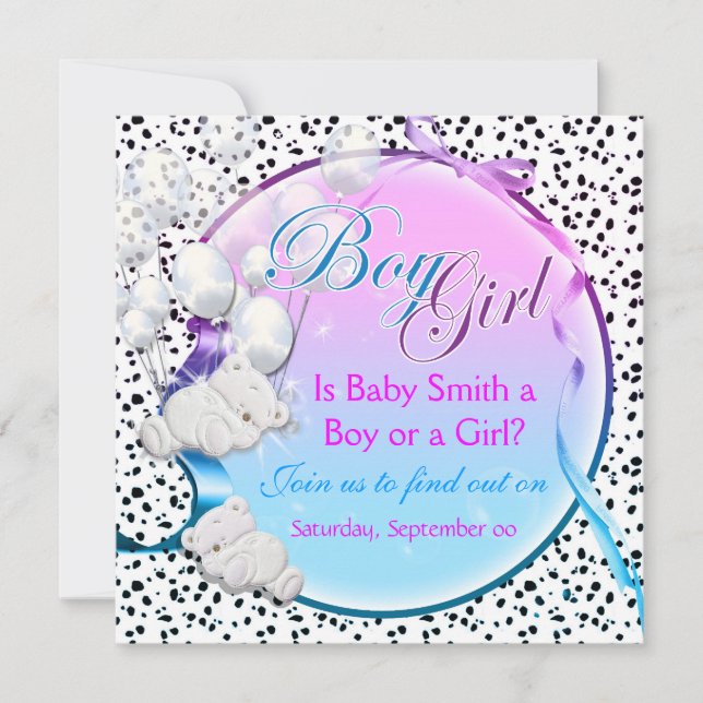 Invitación El género del oso revela al fiesta del chica del (Anverso)