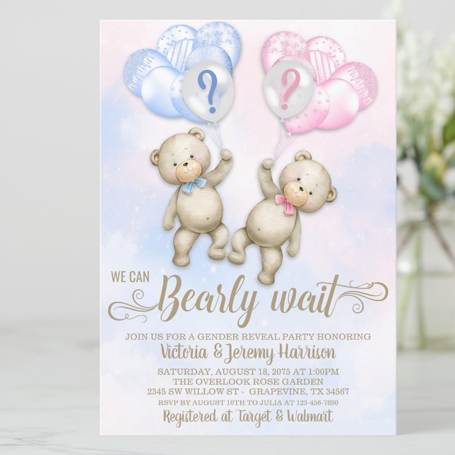 Invitación El género del oso revela Baby Shower (Subido por el creador)